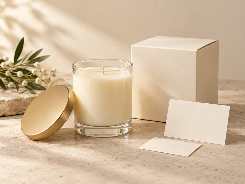 a candle sample and presentation details